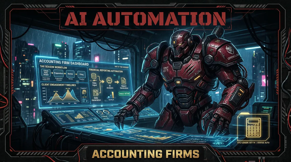 AI Automation for Accounting — OpenClaw tactical mech warrior illustration