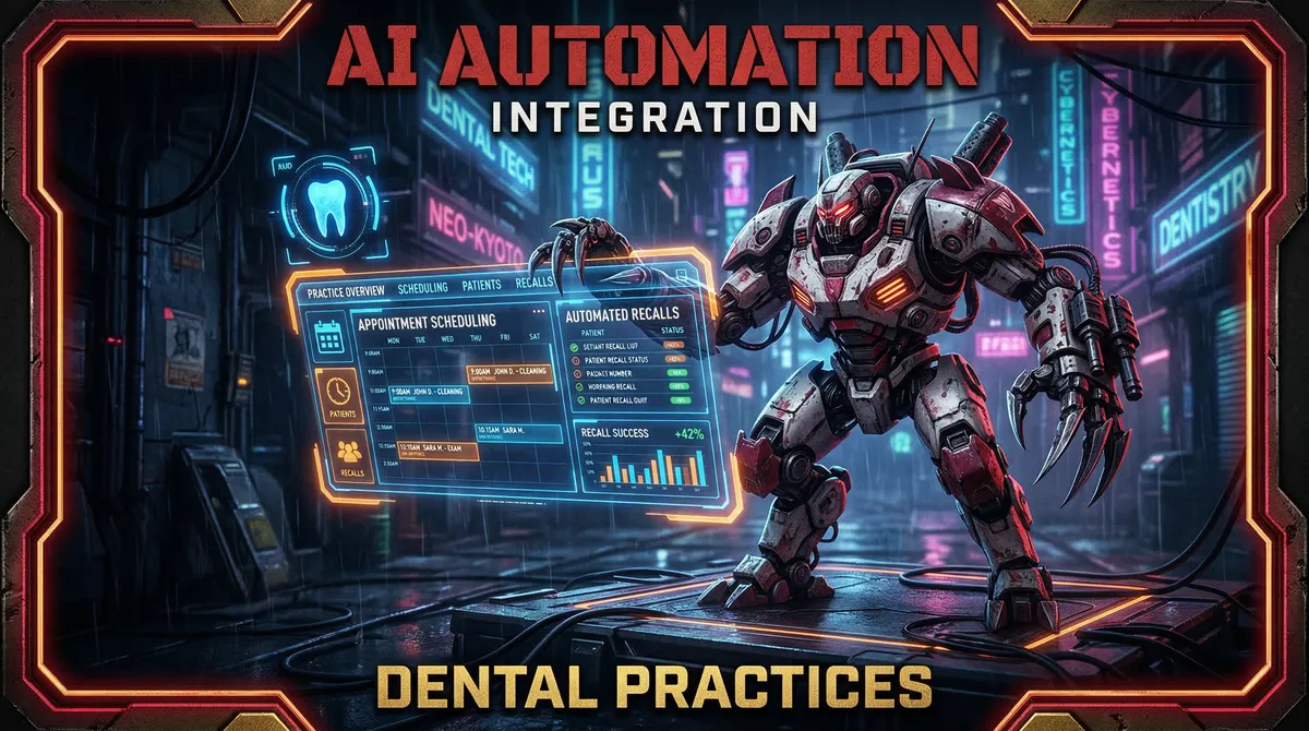 AI Automation for Dental Practices — OpenClaw tactical mech warrior illustration