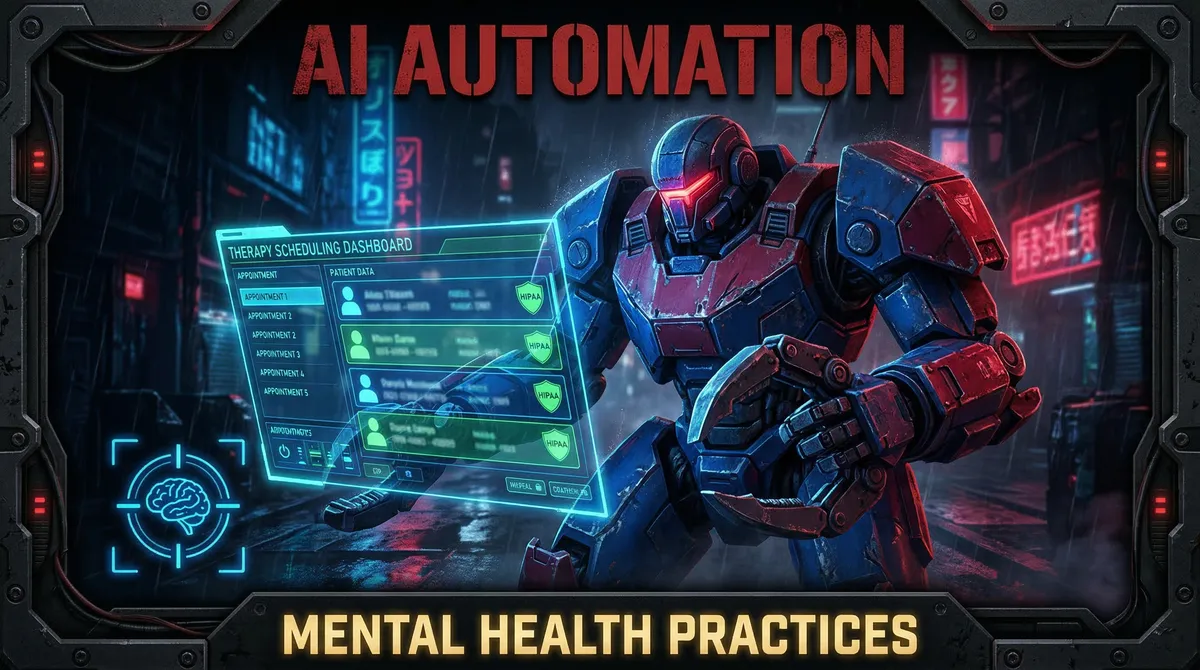 AI Automation for Mental Health — OpenClaw tactical mech warrior illustration