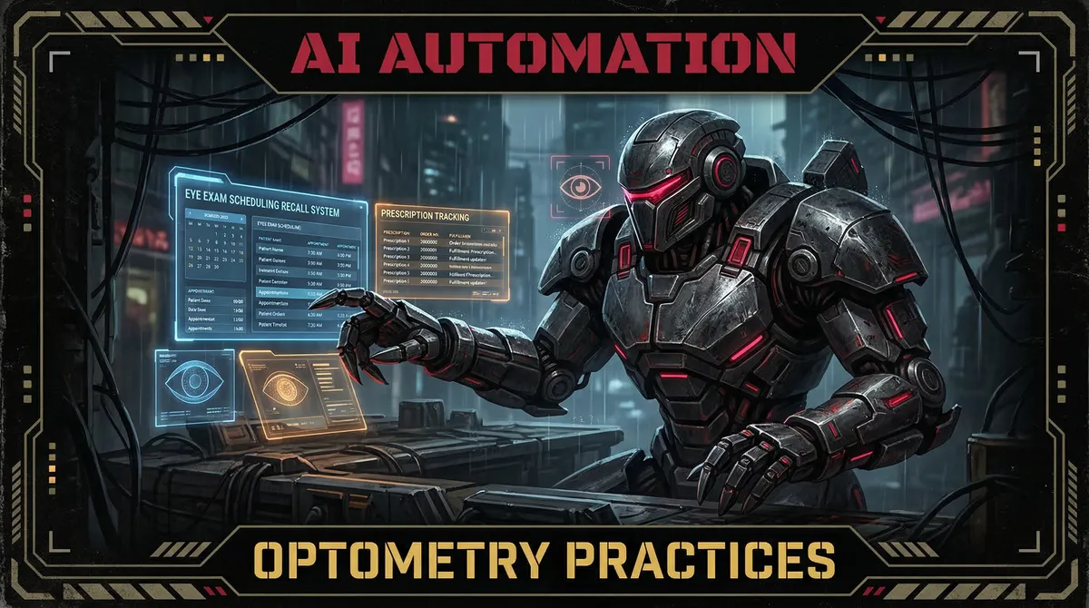 AI Automation for Optometry — OpenClaw tactical mech warrior illustration